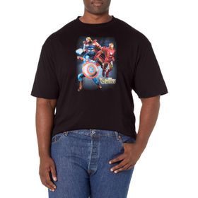 Marvel Büyük ve Uzun Klasik Büyük Üç Üst Kısa Kollu Siyah Erkek T-shirt