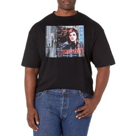 Marvel Büyük ve Uzun Klasik Canlı Dul Üst Kısa Kollu Siyah Erkek T-shirt