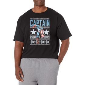 Marvel Büyük ve Uzun Klasik Çirkin Kaptan Üst Kısa Kollu Siyah Erkek T-shirt