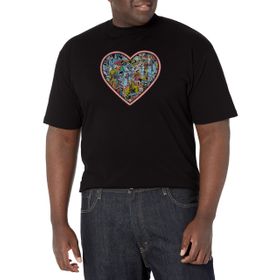 Marvel Büyük ve Uzun Klasik Çizgi Roman Kalp Üst Kısa Kollu Siyah Erkek T-shirt