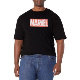 Marvel Büyük ve Uzun Klasik Dağınık Dolgulu Üst Kısa Kollu Siyah Erkek T-shirt