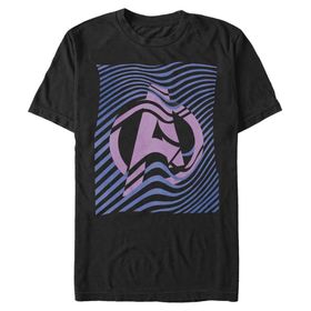 Marvel Büyük ve Uzun Klasik Dalgalı Yenilmezler Simgesi Üst Kısa Kollu Siyah Erkek T-shirt