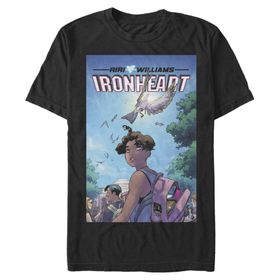 Marvel Büyük ve Uzun Klasik Demir Kalp Üst Kısa Kollu Siyah Erkek T-shirt