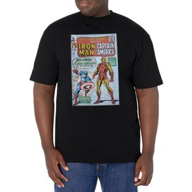 Marvel Büyük ve Uzun Klasik Demir Şapka Takımı Üst Kısa Kollu Siyah Erkek T-shirt