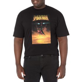 Marvel Büyük ve Uzun Klasik Dostu Örümcek Adam Üst Kısa Kollu Siyah Erkek T-shirt