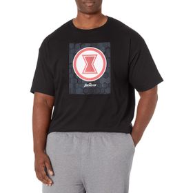 Marvel Büyük ve Uzun Klasik Dul Altıgen Üst Kısa Kollu Siyah Erkek T-shirt