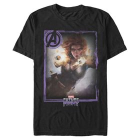 Marvel Büyük ve Uzun Klasik Dul Kartı Üst Kısa Kollu Siyah Erkek T-shirt