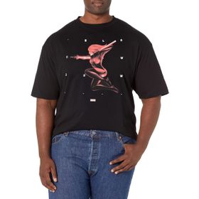 Marvel Büyük ve Uzun Klasik Dul Şekilleri Üst Kısa Kollu Siyah Erkek T-shirt