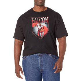 Marvel Büyük ve Uzun Klasik Falcon Shield Üst Kısa Kollu Siyah Erkek T-shirt
