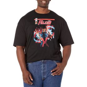 Marvel Büyük ve Uzun Klasik Falconcap Kapak Üst Kısa Kollu Siyah Erkek T-shirt
