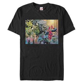 Marvel Büyük ve Uzun Klasik Gergedan Örümcek Adam Üst Kısa Kollu Siyah Erkek T-shirt
