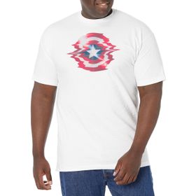 Marvel Büyük ve Uzun Klasik Glitch Shield White Erkek T-shirt