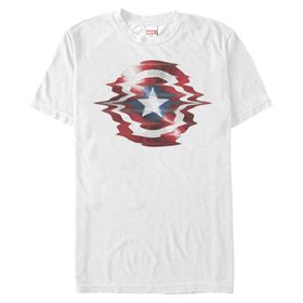 Marvel Büyük ve Uzun Klasik Glitch Shield White Erkek T-shirt