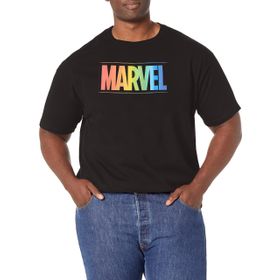 Marvel Büyük ve Uzun Klasik Gökkuşağı Uzaylı Üst Kısa Kollu Siyah Erkek T-shirt