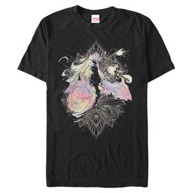 Marvel Büyük ve Uzun Klasik Gökkuşağı Uzaylı Üst Kısa Kollu Siyah Erkek T-shirt
