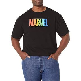 Marvel Büyük ve Uzun Klasik Gökkuşağı Uzaylı Üst Kısa Kollu Siyah Erkek T-shirt