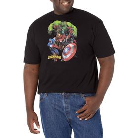 Marvel Büyük ve Uzun Klasik Güçlü Takım Üst Kısa Siyah Erkek T-shirt