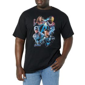 Marvel Büyük ve Uzun Klasik Güçlü Takım Üst Kısa Siyah Erkek T-shirt