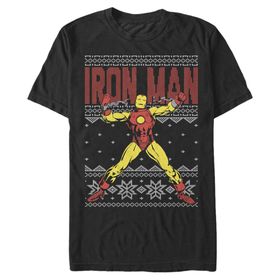 Marvel Büyük ve Uzun Klasik Ironman Çirkin Üst Kısa Kollu Siyah Erkek T-shirt