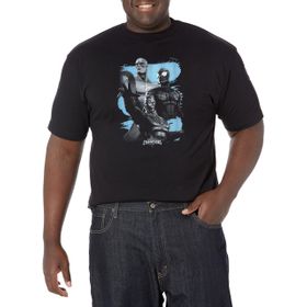 Marvel Büyük ve Uzun Klasik Kahraman Çizgili Üst Kısa Kollu Siyah Erkek T-shirt