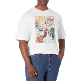 Marvel Büyük ve Uzun Klasik Kahraman Panelleri Renkli White Erkek T-shirt