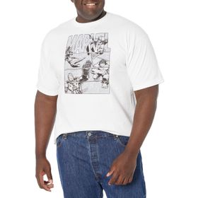 Marvel Büyük ve Uzun Klasik Kahraman Panelleri Renkli White Erkek T-shirt