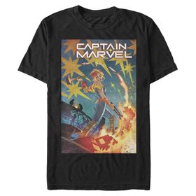 Marvel Büyük ve Uzun Klasik Kaptan Üst Kısa Kollu Siyah Erkek T-shirt