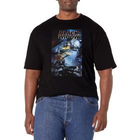 Marvel Büyük ve Uzun Klasik Kara Dul Üst Kısa Kollu Siyah Erkek T-shirt