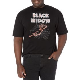 Marvel Büyük ve Uzun Klasik Kara Dul Üst Kısa Kollu Siyah Erkek T-shirt