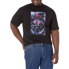 Marvel Büyük ve Uzun Klasik Kara Dul Üst Kısa Kollu Siyah Erkek T-shirt