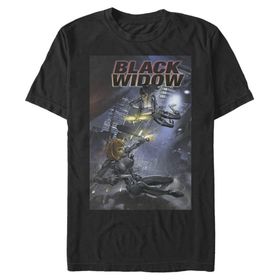 Marvel Büyük ve Uzun Klasik Kara Dul Üst Kısa Kollu Siyah Erkek T-shirt