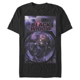 Marvel Büyük ve Uzun Klasik Kara Dul Üst Kısa Kollu Siyah Erkek T-shirt