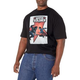 Marvel Büyük ve Uzun Klasik Kış Asker Şekilleri Üst Kısa Kollu Siyah Erkek T-shirt