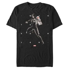 Marvel Büyük ve Uzun Klasik Kış Asker Şekilleri Üst Kısa Kollu Siyah Erkek T-shirt