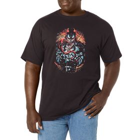 Marvel Büyük ve Uzun Klasik Koyu Kırmızı Üst Kısa Kollu Siyah Erkek T-shirt