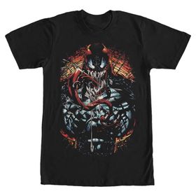 Marvel Büyük ve Uzun Klasik Koyu Kırmızı Üst Kısa Kollu Siyah Erkek T-shirt