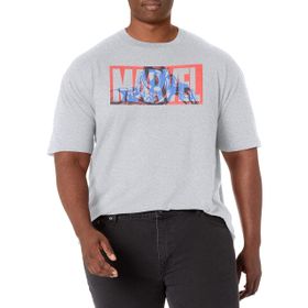 Marvel Büyük ve Uzun Klasik Lang Logolu Athletic Heather Erkek T-shirt