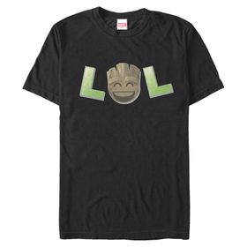 Marvel Büyük ve Uzun Klasik LOL Groot Üst Kısa Kollu Siyah Erkek T-shirt
