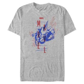 Marvel Büyük ve Uzun Klasik Mavi Athletic Heather Erkek T-shirt
