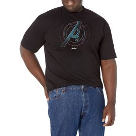 Marvel Büyük ve Uzun Klasik Ölçü Sembolü Üst Kısa Kollu Siyah Erkek T-shirt