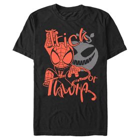 Marvel Büyük ve Uzun Klasik Örümcek Adam Cadılar Bayramı Üst Kısa Kollu Siyah Erkek T-shirt