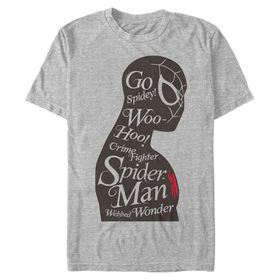 Marvel Büyük ve Uzun Klasik Örümcek Adam Silueti Athletic Heather Erkek T-shirt