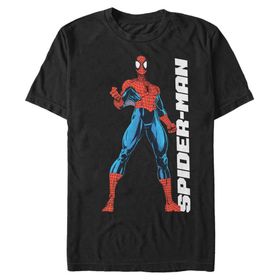 Marvel Büyük ve Uzun Klasik Örümcek Adam Üst Kısa Kollu Siyah Erkek T-shirt