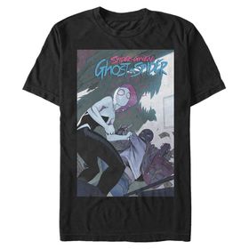Marvel Büyük ve Uzun Klasik Örümcek Gwen Üst Kısa Kollu Siyah Erkek T-shirt