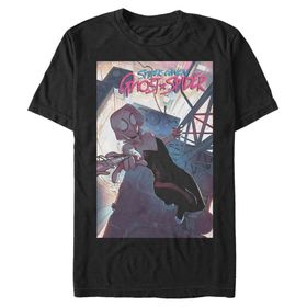 Marvel Büyük ve Uzun Klasik Örümcek Gwen Üst Kısa Kollu Siyah Erkek T-shirt