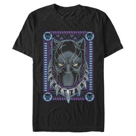 Marvel Büyük ve Uzun Klasik Panter Kartı Üst Kısa Kollu Siyah Erkek T-shirt