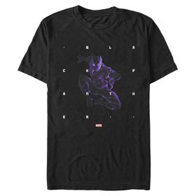 Marvel Büyük ve Uzun Klasik Panter Şekilleri Üst Kısa Kollu Siyah Erkek T-shirt