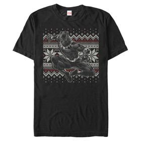 Marvel Büyük ve Uzun Klasik Panter Tatil Üst Kısa Kollu Siyah Erkek T-shirt