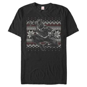 Marvel Büyük ve Uzun Klasik Panter Tatil Üst Kısa Kollu Siyah Erkek T-shirt