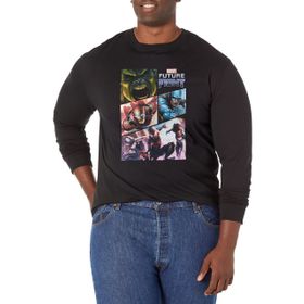 Marvel Büyük ve Uzun Klasik Rastgele Kareler Üst Kısa Kollu Siyah Erkek T-shirt